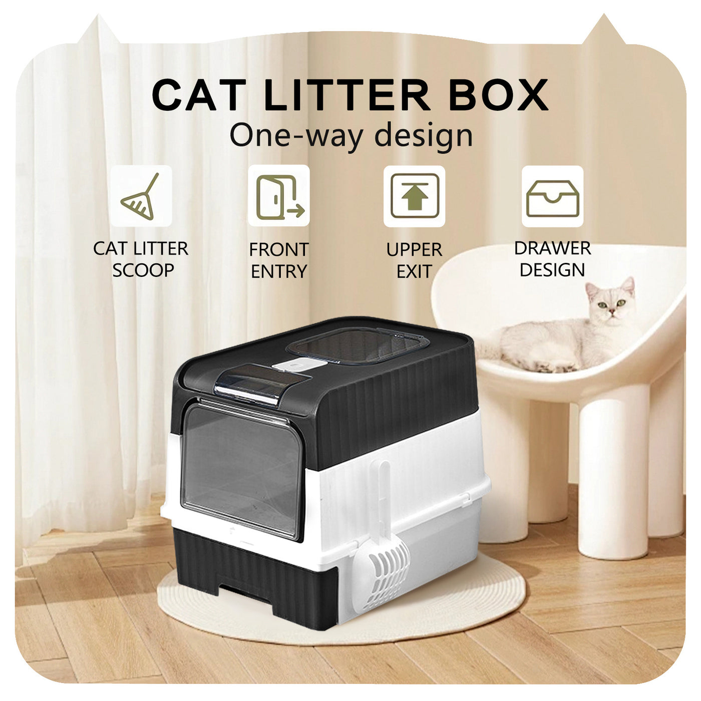 Super Large Capacity Cat Litter Box - Easy To Clean, Odorless, Leak Proof, Not Easy To Leak, Pull-out Design, Comfortable Toilet For Pets