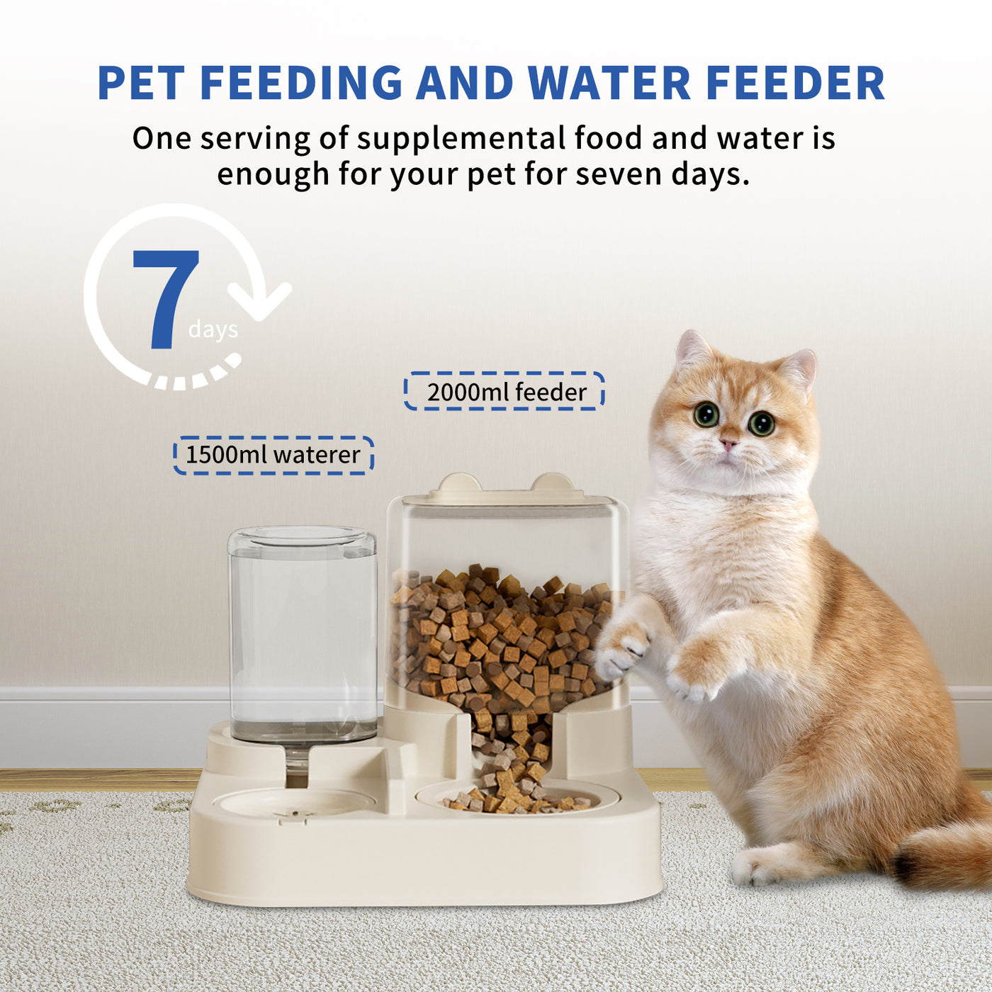 Transparent And Visible Pet Feeding And Drinking Dispenser, Automatically Refilling Food And Water, Caring For Every Moment, Allowing Owners To Travel Easily And Pets To Enjoy Worry Free Eating And Dr